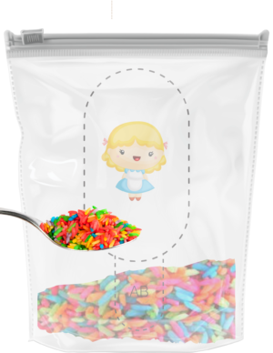 rainbow rice sensory bag
